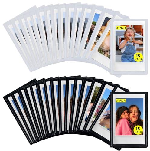 CAIYOULE 30 Pack Mini 3 Inch Magnetic Pocket Picture Frame for Fujifilm Instax Mini Polaroid Instant Film, Magnetic Photo Frame for Refrigerator, Picture Frames Photo Holder for Fridge, School, Office