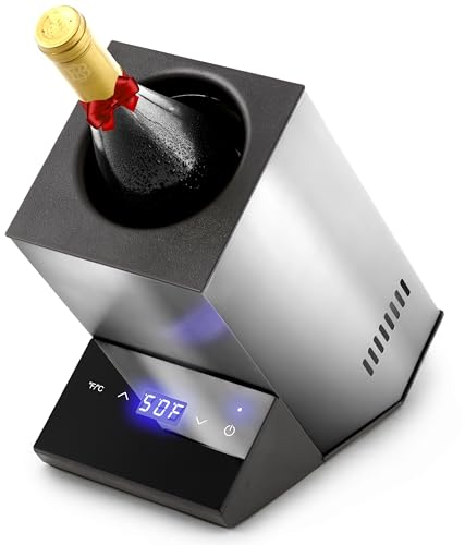 Modern Innovations Elektrischer Weinkühler, Einzelflaschen-Weinkühler aus Edelstahl, 750 ml Weinflaschenkühler, schnelle Getränke, Champagner, Getränkekühler, Geschenke für Weinliebhaber, Weinkühler