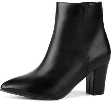 Remxi Women's Ankle Boots Chunky High Heel Chelsea Boots Casual Smart Party Ladies Shoes Black UK 7