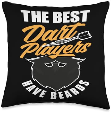 Dart Player Gifts Darts Appereal For Men Women Best Beards Beaded Player Darts Throw Pillow, 16x16, Multicolor