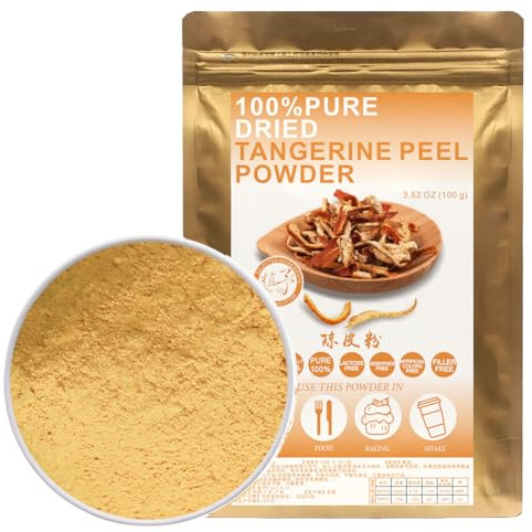 100% Pure Tangerine Powder 陈皮粉 100g/3.52oz farina naturale di mandarino | CHENPI polvere per frullati, frullati, cottura e bevande,| Gratis da conservanti