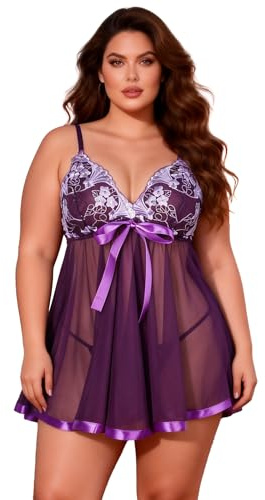 ohyeahlady Women Plus Size Lingerie Sexy Babydolls Nightwear Purple UK 18