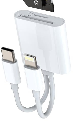 Tipo C Lightning a Lector de Tarjetas SD Micro SD Adaptador USB C para Apple iPhone 15 Pro MAX Plus para iPad Macbook Air Compatible con Samsung Card Reader Compact Flash Conector Memory Stick Cable