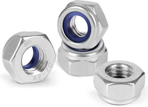 BOUMVID Dadi di Bloccaggio M6, 20 Pezzi Esagonali Dado di Autobloccanti Sicurezza in 304 Acciaio Inox A2 V2A, Dado Esagonale DIN 985, Dadi di Arresto, per Viti Bulloni Filettati Inserti