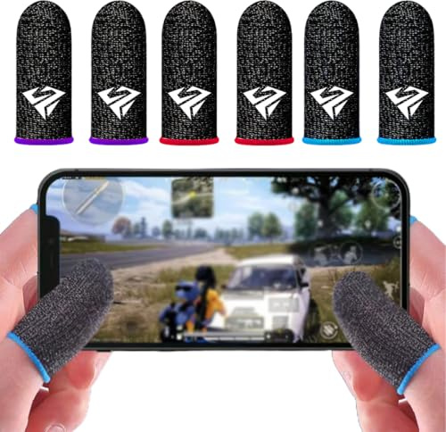 WHYCNJL 6 Piezas Dedales Gamer Dedales para Jugar al Movil Transpirable Gaming Disparos sensibles al Sudor para Cuchillos para Android y iOS PUBG Mobile Game Finger Sleeve Anti-Sudo