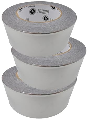 Trojan Aluminium Tape (50mm x 45m), Highly Adhesive Aluminium Foil Tape, Insulation Tape For Insulating And Sealing Ducts & pipes, Heat Resistant, Silver, Water Proof Foil Insulation Tape (3)