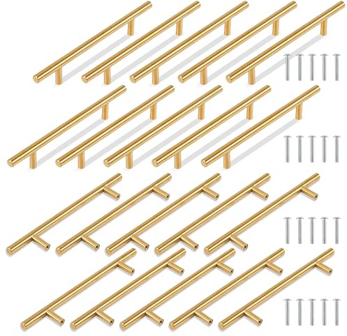 TRIXES 20PK Or 200 mm de large poignées de barre en T pour tiroir de porte d'armoire