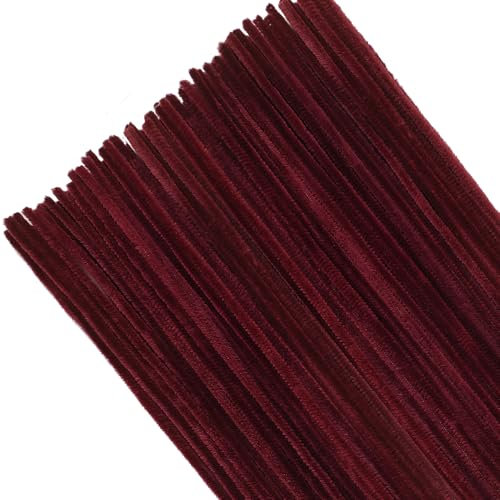 TOAOB Pfeifenreiniger Weinrot zum Basteln 100 Stück Chenilledraht Pfeifenputzer Lang 30 cm X 6 mm Pipe Cleaner Basteln für DIY Handwerksprojekte
