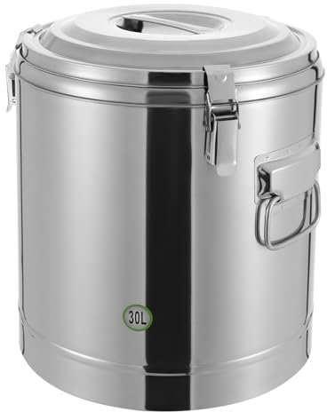 Trasporto, contenitore termico professionale, in acciaio inox, 20/30 l, con maniglie, coperchio con anello in gomma e chiusura di serraggio, grande pentola calda isolata (30 l)