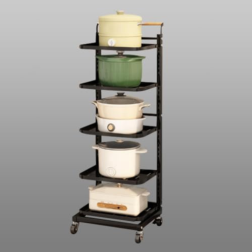 Scaffale da cucina a 3 ripiani per pentole e padelle, colore nero, ad angolo