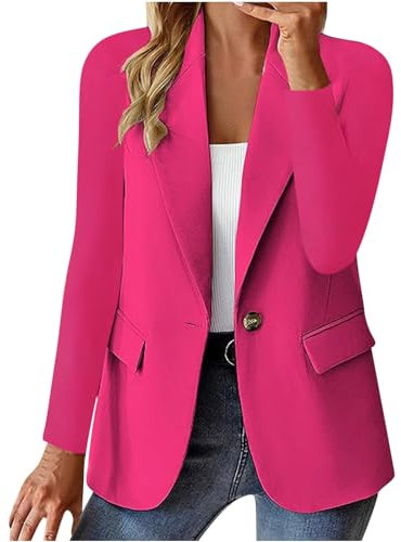 Jacke Damen Frühling Blazer Damen Langarm Business Anzug Elegant Einfarbig Anzugjacke Sportlich Kurzblazer Schalkragen Jackett Open Front Strickjacke Arbeitsjacke Büro Sakko Tailliert Blazerjacke