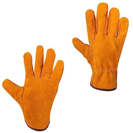 NUOBESTY 1 Paar Isolierte Schweißhandschuhe Hitze Ringelblume Camping Schweißen Handhabung Feuerfeste Handschuhe Outdoor-Handschuhe Schweißerhandschuhe Wildleder Orange