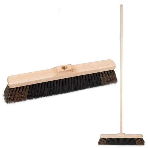 Zimmerbesen 40 cm mit 120 cm Buchenholzstiel – Kehrbesen mit 22 mm Gewinde und weichen PET-Borsten für Innen & Außen