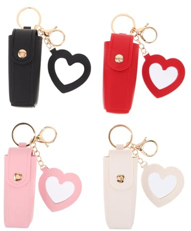 MAGICLULU Porte-Rouge à Lèvres de Voyage 4 Pcs Mini Pochette de Rangement Compacte avec Miroir Cœur Étui Portable en Lot Multicolore pour Accessoires Maquillage et Cosmétiques