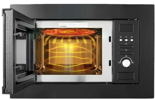 Smad Built in Microwave Oven 20L, 800w Integrated Microwave with 1000w Grill, Digital Control, 5 Power Levels, Intelligent Defrost by Weight/Time, Stainless Steel, Child Lock, Easy Clean, LED Display