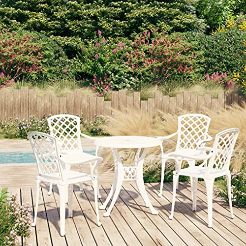 Mokuyary Ensemble de Bistro 5 pièce Aluminium coulé Blanc Mobilier A