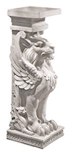 Design Toscano JE122391 Scultura di Leone Alato Trapezoforo Piedistallo, Avorio