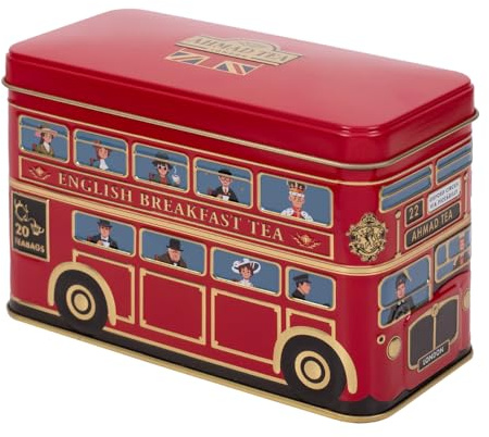 Ahmad Tea London Bus Gift Tin, English Afternoon, 20 Count Tin