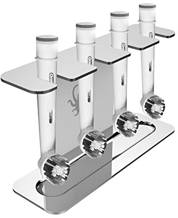 OCTOPODIS - Elektrische Zahnbürste Kopfstütze, Bürstenkopf-Halterung, Edelstahl Aufsteckbürsten-Halter mit Auffangschale für Oral B, iO, Sonicare, Waterpik, FairyWill selbstklebend oder freistehende