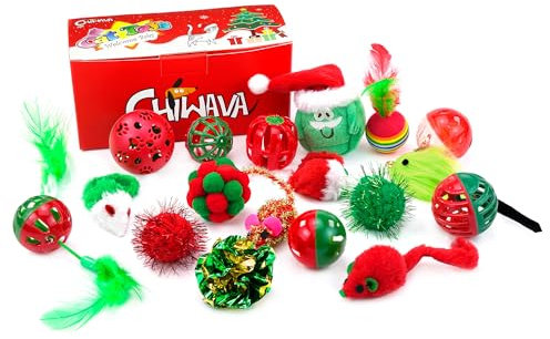 Chiwava 17er Pack Weihnachts katzenspielzeug Geschenk Tasche Set Verschiedene Spielzeuge Variety Pack Kätzchen Interaktives Spiel