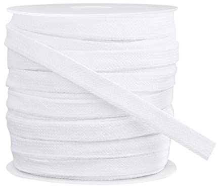 BENECREAT 25 m Weiße Flache Kordel Mit Kordelzug, Doppellagiges, Weiches, Hohles Baumwollseil Für Bekleidungszubehör, 11 mm
