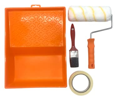 Nespoli Kit Rodillo Pintura Antigoteo 18 cm, con Bandeja, Cinta, y Pincel - Ideal Para Paredes y Techos, Set de Bricolaje para Decoración del Hogar