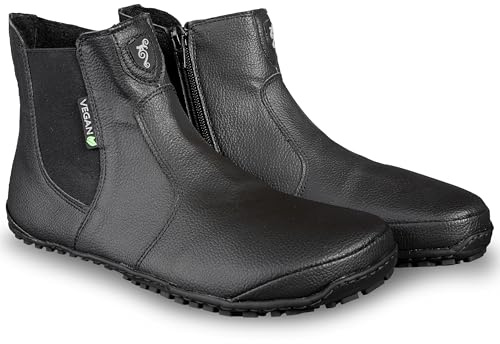 Magical Shoes Barefoot Shoes Lined for Men and Women, Leather Chelsea Boots, Flat Half Boots, Minimalist Ankle Boots, Barefoot Boots, Handmade in the EU, Lupino, Black vegan, 9.5 UK