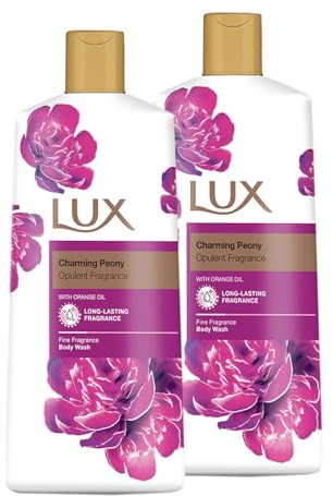 LUX Charming Peony Body Wash with Orange Oil - Men's & Women's Aromatic, Long-Lasting Fine Fragrance Shower Gel, Nourishing Body Cleanser, Aromatic Fragrance Bath Soap - Pack of 2, 600 ml