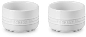 Le Creuset Stoneware Round Ramekin Straight Wall Set of 2, 6.75oz. Each, White