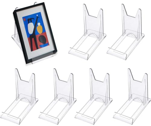 XQEUMC 6 pz Porta Piatti da Esposizione in Trasparente Regolabili Porta Libri in Acrilico Portapiatti Decorativi Espositore Plexiglass per la Visualizzazione di Carte,Medaglie,Immagini,Piatti,Menu