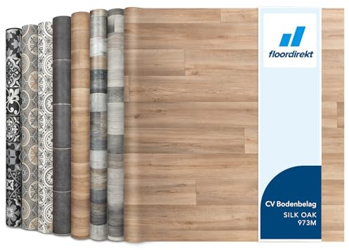 Floordirekt Atlantic Silk Oak 973M - Suelo de vinilo para cocina y balcón, se vende por metros, efecto madera o baldosa, resistente y fácil de limpiar, madera de roble, 100 x 100 cm