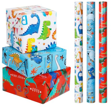 Romon Carta da Regalo 43cm*300cm per Compleanno, Inizio Della Scuola, San Valentino, Festa Valentine's Day Fai da Te (3Pcs)