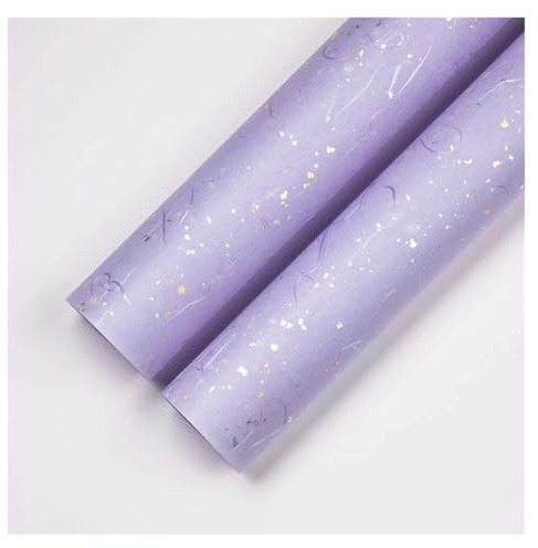 LIUCH Blommigt presentpappersset - 6 färgalternativ, gnistrande guld- och silverfläckar, vattentät, perfekt for pysselförpackningar,(04-purple,5PCS-PCAK_OTHER)
