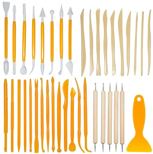 Air Dry Clay Tools, 38 Pcs Pottery Clay Sculpting Tools, Clay Modelling Tools, Clay Sculpting Tools for Sculpture, Modelling Clay, Polymer, Ceramic, Embossing, Polymer Clay Tools, Wood Carving Tools