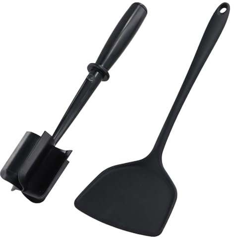 Manuale Tritacarne, Schiacciacarne Macinato, con 1 Spatola, per Hamburger, Carne e Manzo, Versatile, Resistente al Calore e Antiaderente