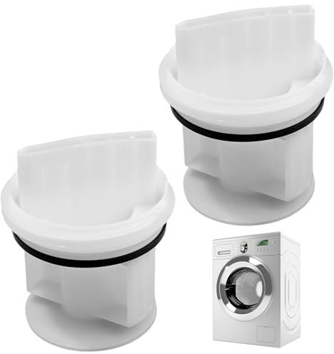 2 PCS Filtres à Peluches pour Lave-Linge, Compatibles avec Bosch Siemens, Couvercles Blancs de Filtre de Vidange, Bouchons Universels en Plastique pour Machines à Laver à Hublot