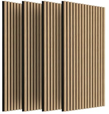 IZODEKOR Paneles de pared 3D de madera insonorizados, paneles acústicos de madera, decoración de pared para salón, revestimiento de pared interior, insonorización, juego de 4, naturales