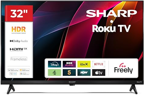 Sharp 32-inch HD Ready Frameless LED Roku Smart TV HDR10 HDMI ARC Freely included 32HD2325K (HD Series)