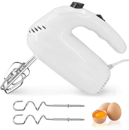 Batidora de mano eléctrica de 200 W, batidora de mano de 5 velocidades, batidora de mano con 4 batidores, batidor eléctrico para huevos, nata, masa, electrodomésticos de cocina