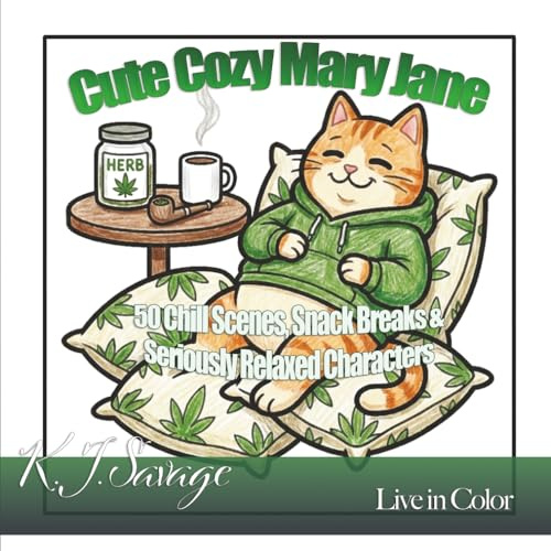 Cute Cozy Mary Jane: A Cute Adult Coloring Book Full of Chill Moments, Munchies, and Extra-Relaxed Characters