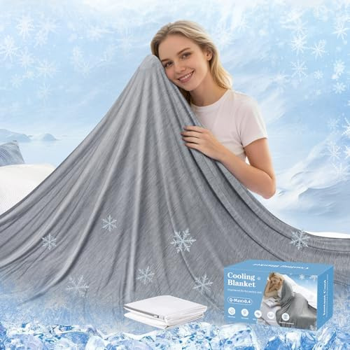 Cooling Blanket For Night Sweats, Summer Ice Cold Blanket for Sleeping, Q-Max > 0.4, Lightweight Breathable Cool Blankets for Hot Sleepers Kids Adults, Ideal for Bed Couch Camping Travel (150x200cm)