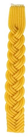 Braided Beeswax Havdalah Candle - Hand Dipped Bees Wax with Extra Thick Rounded Braid - Shabbat Judaica Gift