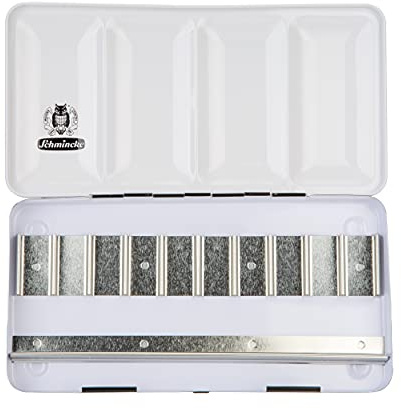 Schmincke – DAM AQUARELL tom låda för 10 x 15 ml rör, 74 910 097, svart metalllåda med blandpalett, för individuell fyllning med 10 DAM-rörfärger
