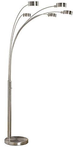 Artiva USA Micah - 5 Arc Floor Lamp w/Dimmer Switch, 360 Degree Rotatable Shades - Bright & Attractive, Brushed Steel