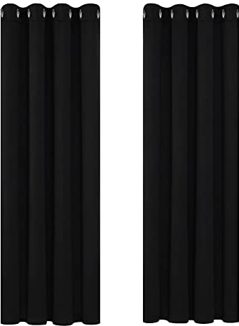 Deconovo Curtains 72 drop Eyelet Thermal Insulated Bedroom Black out Panels Ring Top Blackout Curatins for Kids Bedroom 46 x 72 Drop Inch Black 2 Panels