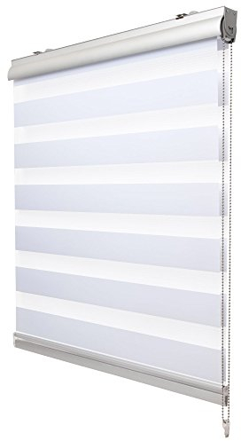 Sol Royal No Drill Zebra Blind 80x220 cm - Day and Night Easy Fit Roller Blinds No Drilling + Clamping Carrier & Double Chain - Living Room Bathroom Kitchen Blinds for Window White - DK9