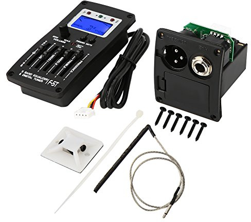 F-5T 5 Band Equalizer Tonabnehmer, Digital Tuner Tonabnehmer Akustische E-Gitarre Vorverstärker Tuner mit LCD-Tuner und Lautstärkeregler für elektrische akustische Klassische Gitarre
