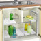 SMONTER Expandable Under Sink Organizer 2-Tier Adjustable Shelf Organizer with 10 Removable Panels and Stainless Steel Pipes with Hooks, Multifunctional Storage Rack