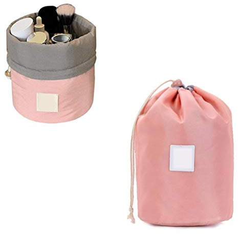 Maquillage Sac Organisateur Round Voyage Sac De Toilette Drawstring Trousse De Toilette Cosmétique Seau Ronde Pour Voyage