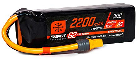Spektrum 2200mAh 3S 11.1V Smart G2 LiPo 30C; IC3, Grey/Silver